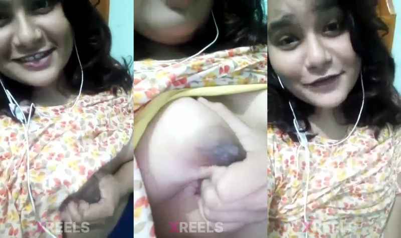 Chubby pressing cute girl boob viral MMS