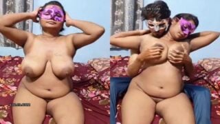 Masked Biwi Boob Press Husband Back